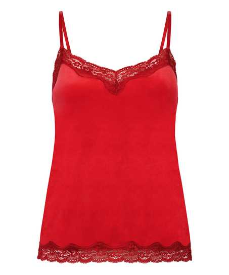 Camisole velours Dentelle, Rouge