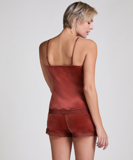 Camisole velours Dentelle, Marron