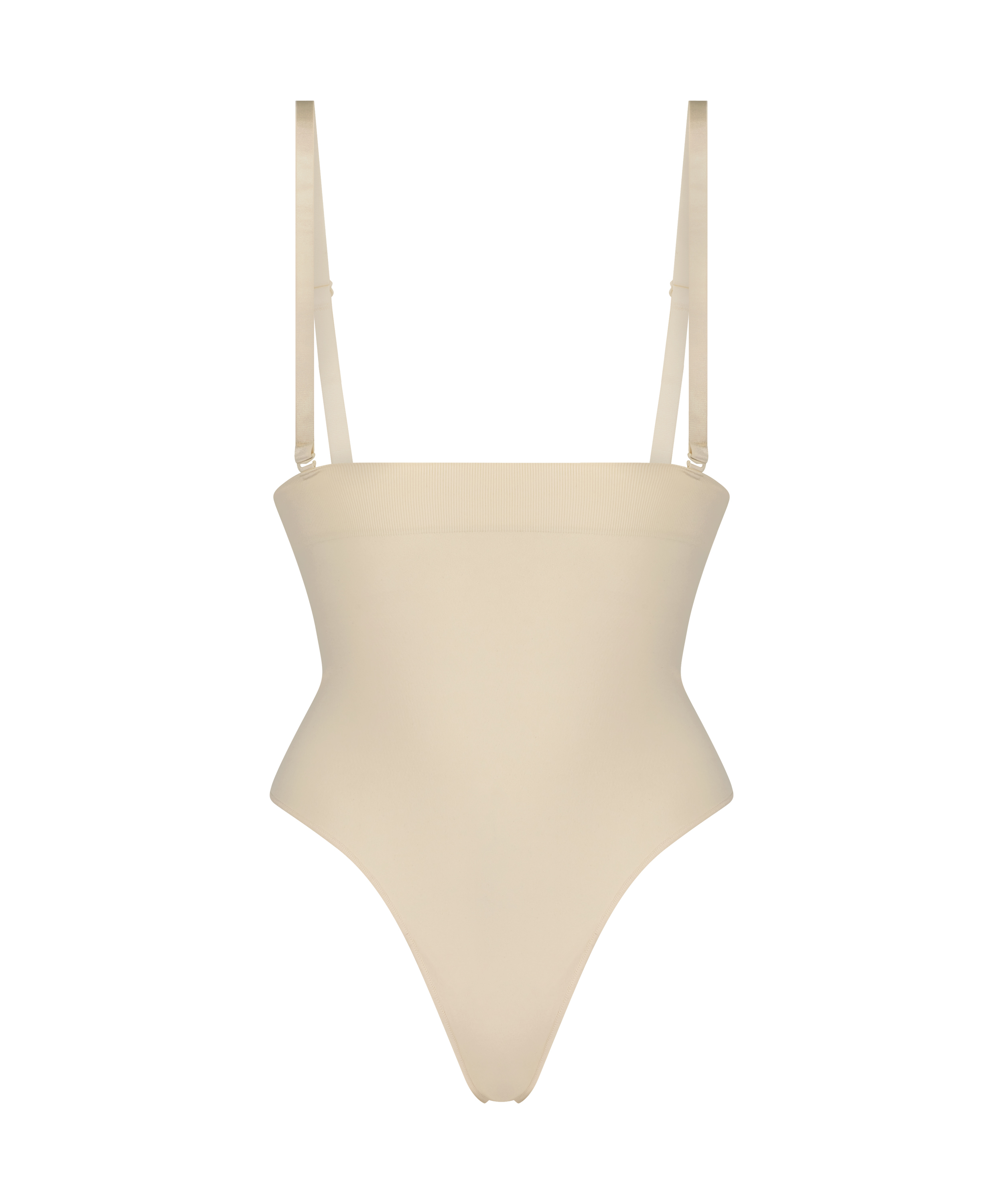 String taille haute à gaine sculptante sans coutures mise en forme, Beige, main