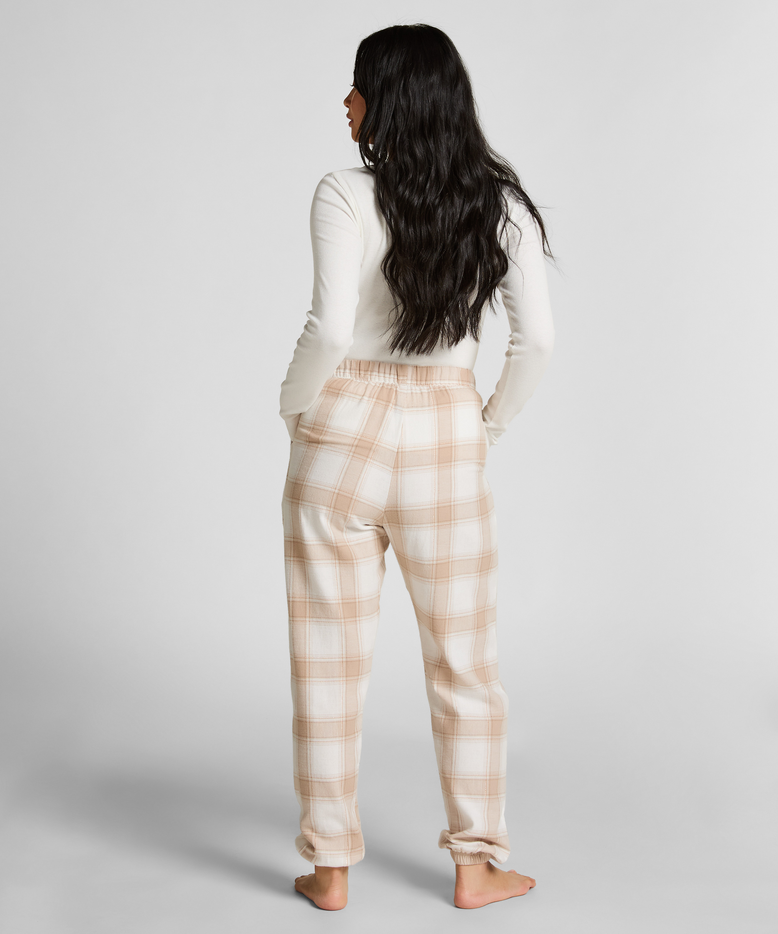Pyjamahose aus Flanell, Beige, main
