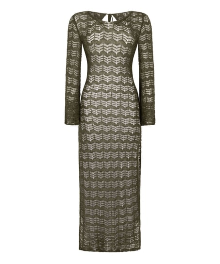 Crochet Maxikleid, grün