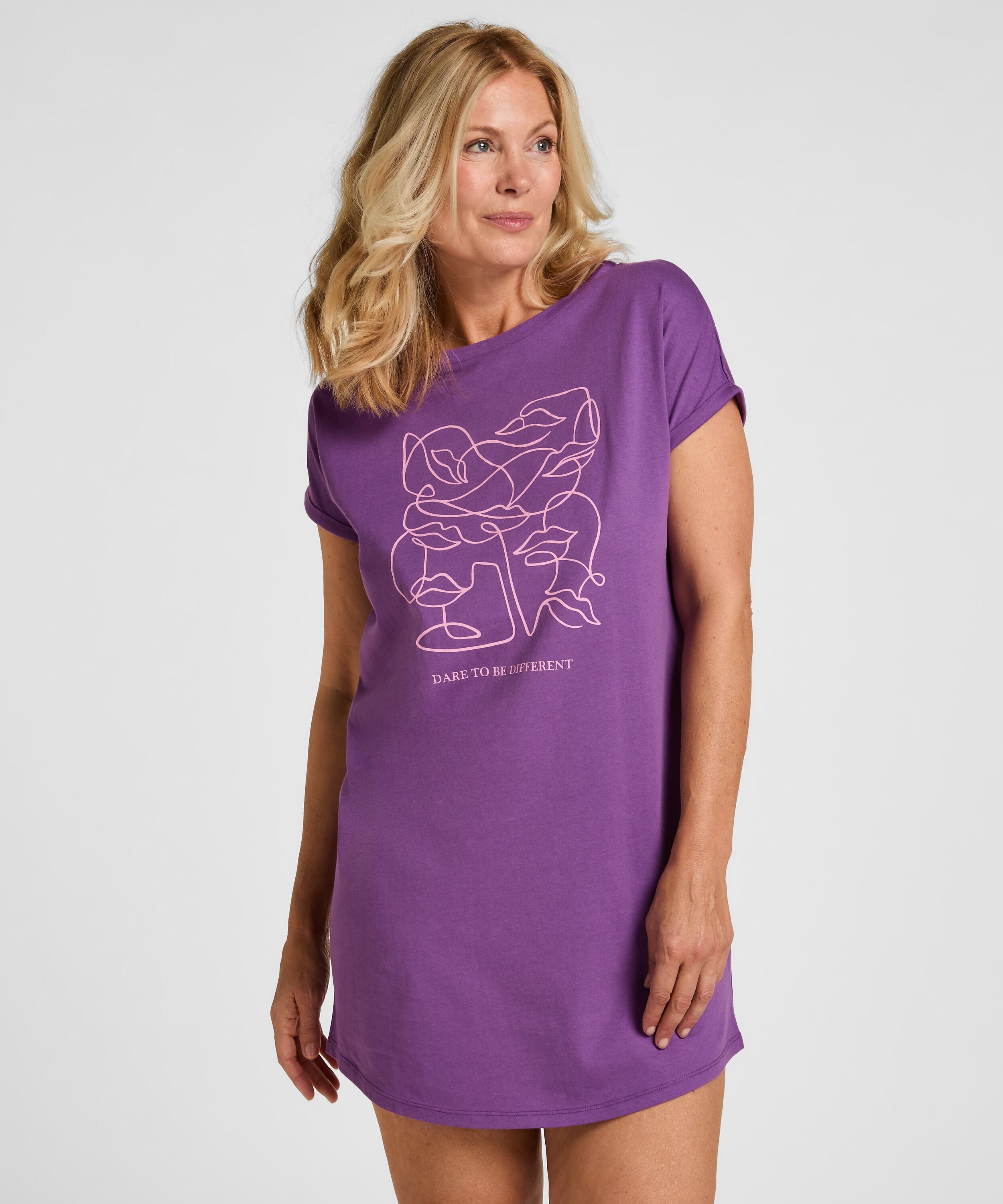Chemise de nuit col rond, Violet