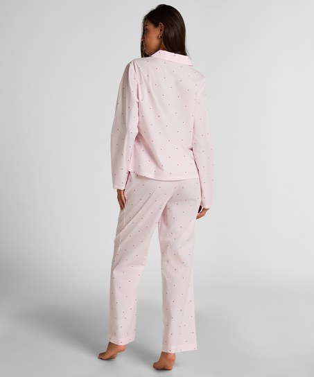 Pantalon Cotton Stripe Heart, Blanc