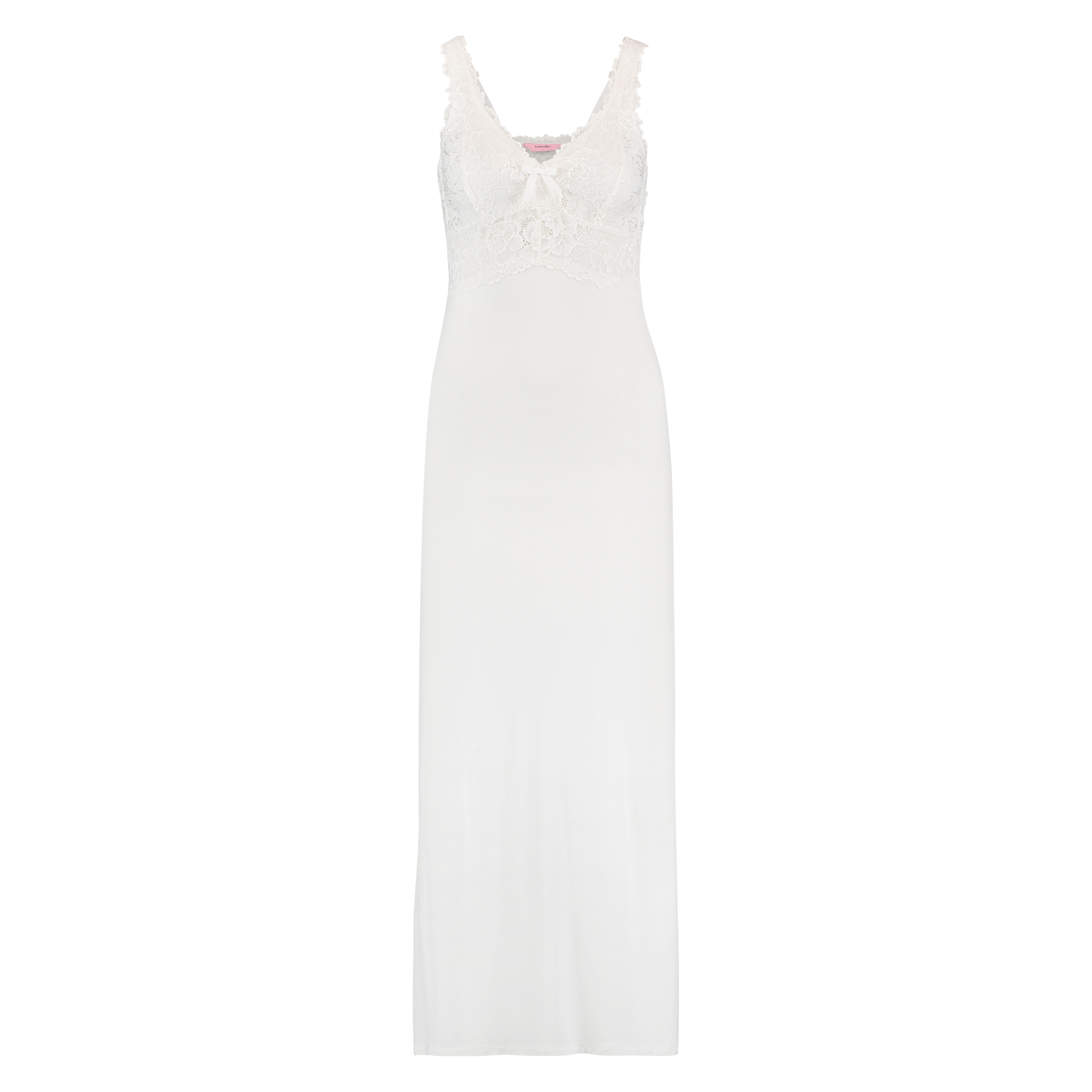 Langes Slipdress, Modal Lace, Weiß, main
