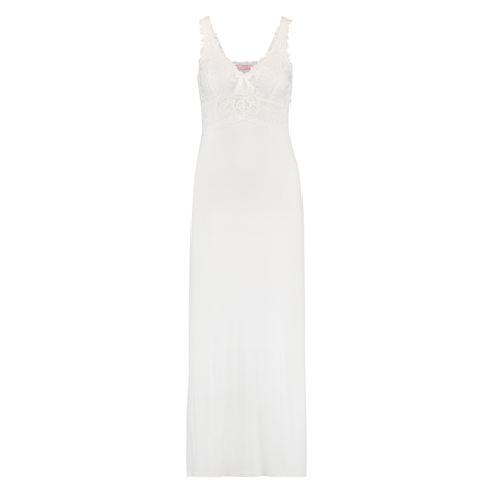 Langes Slipdress, Modal Lace, Weiß