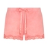 Shorts aus Velours mit Spitze, Rose