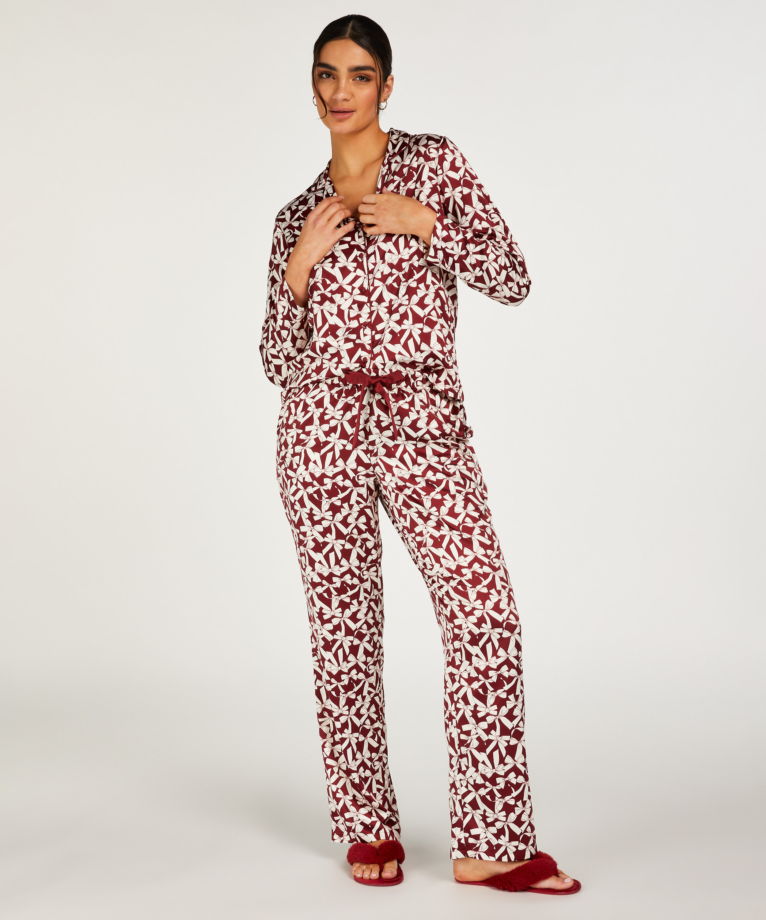 Veste &agrave; manches longues Satin, Rouge, main