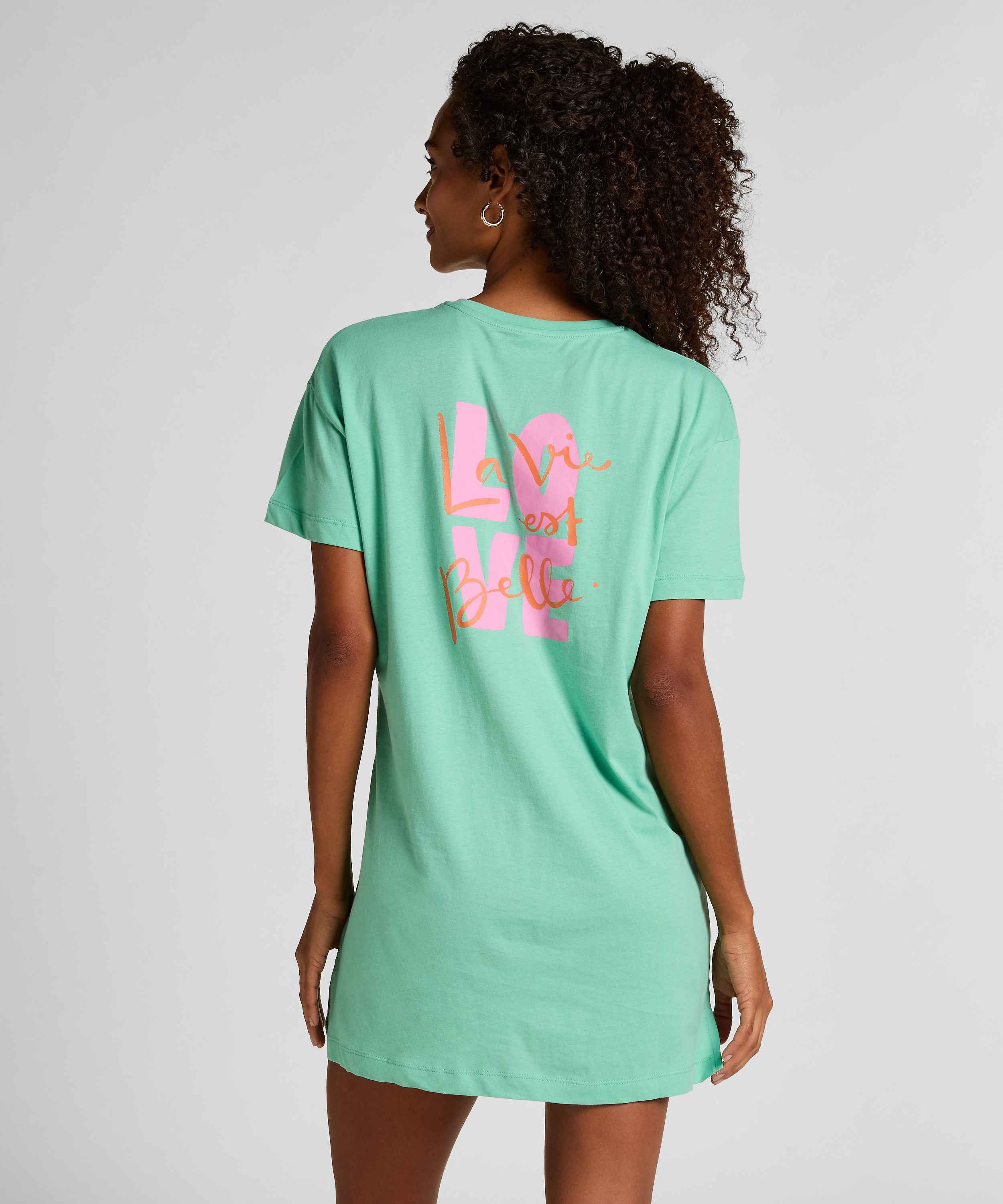 Chemise de nuit col rond, Vert, main