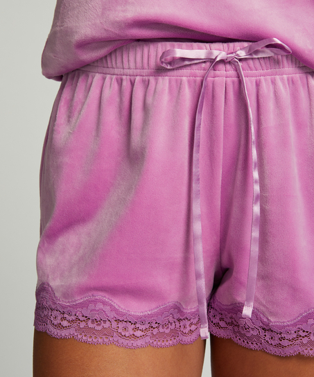 Short velours dentelle, Rose