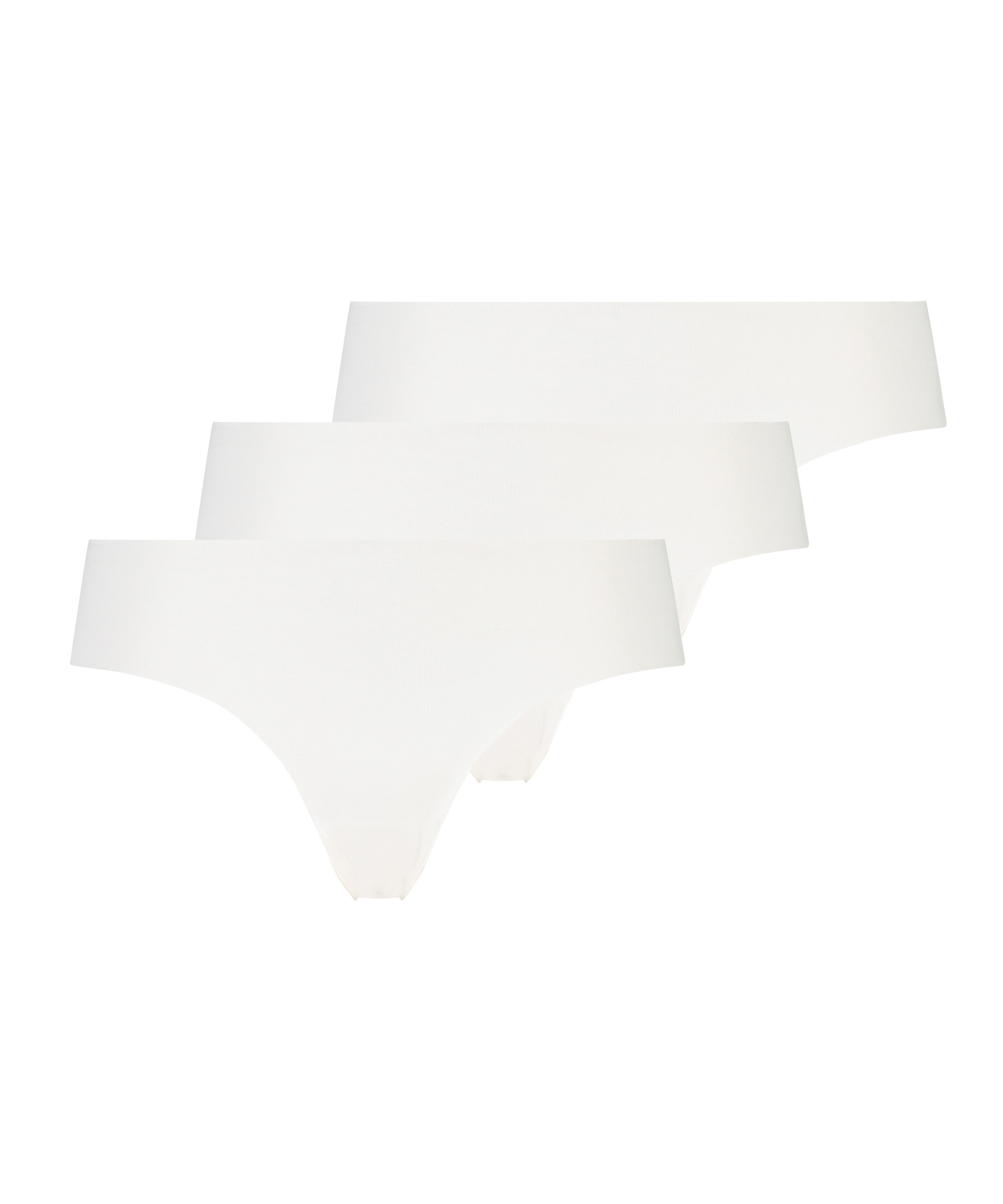 Lot de 3 slips brésiliens invisibles, Blanc, main