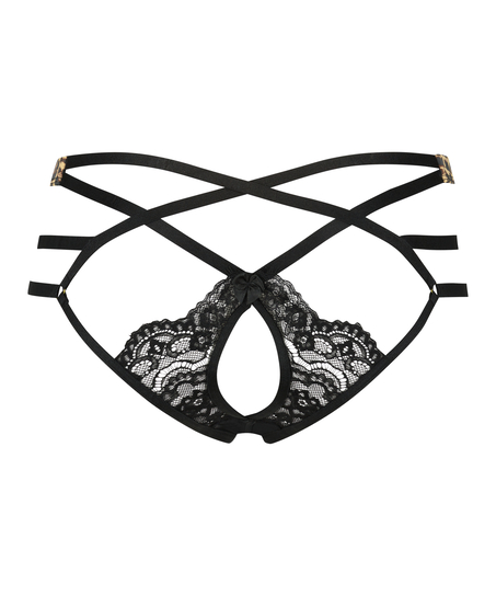 Hoher Brazilian Mitzy mit offenem Schritt, Schwarz