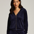 Hoodie Jacke Velours, Blau