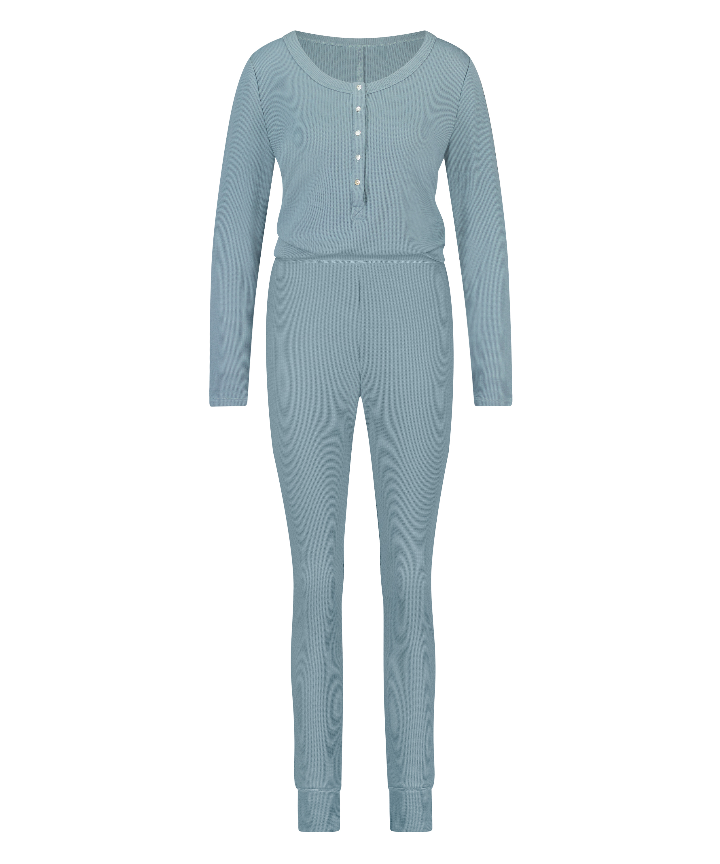 Pyjama Waffle Placket, Blau, main