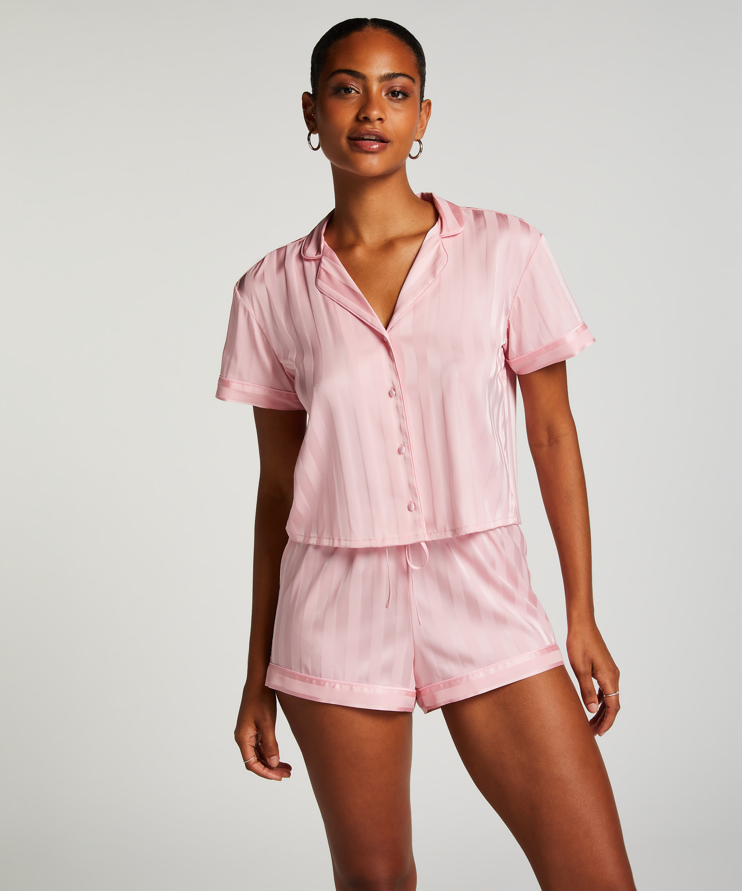 Short de pyjama Satin, Rose, main