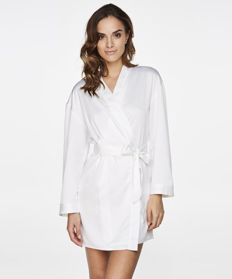 Kimono Satin Bridal, Blanc