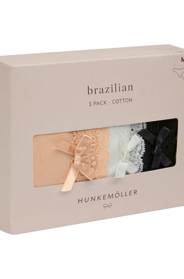 Hunkemöller Lot de Slips Brazilian en Coton Beige
