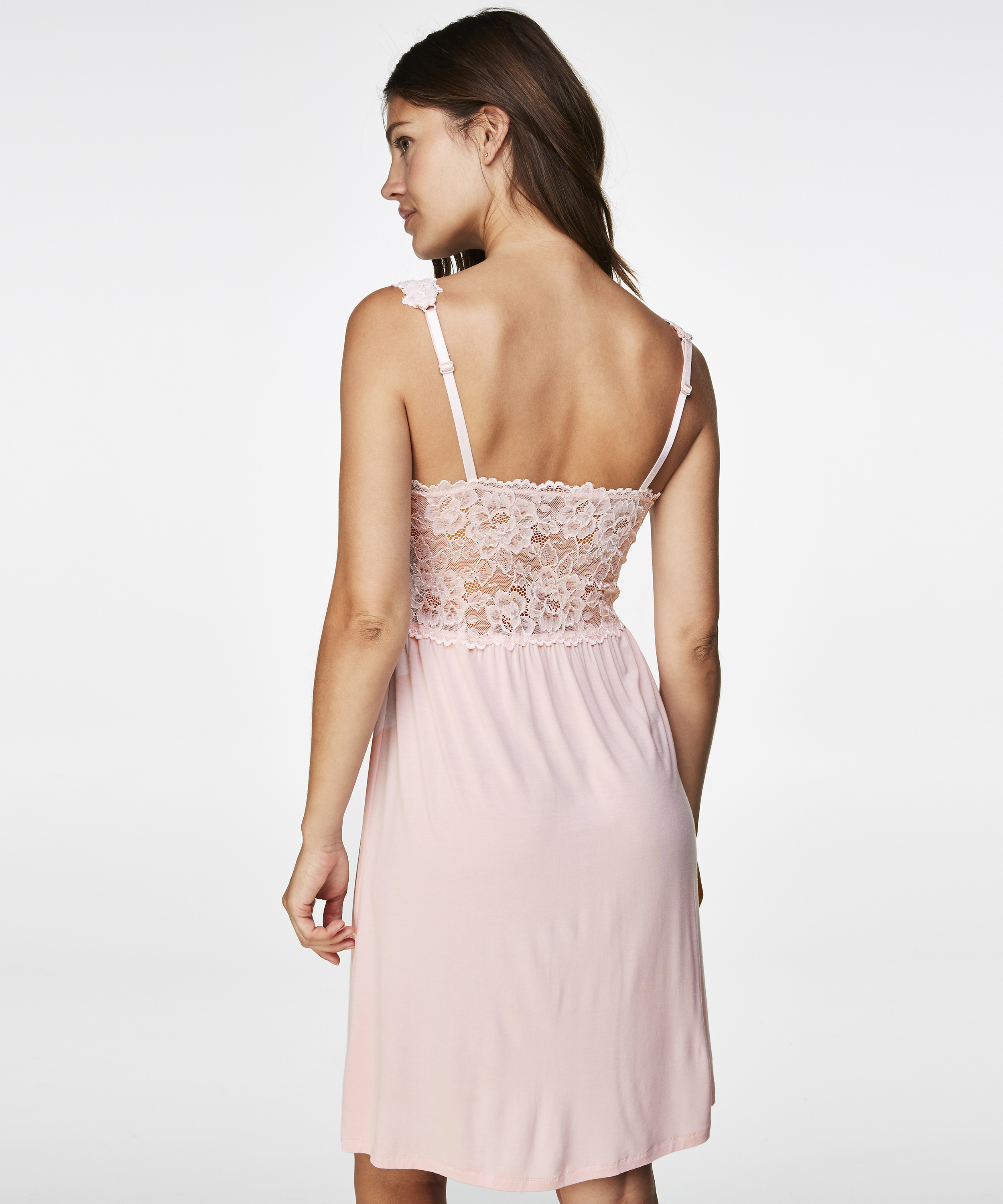 Slipdress Modal Lace mit Spitze, Rose, main