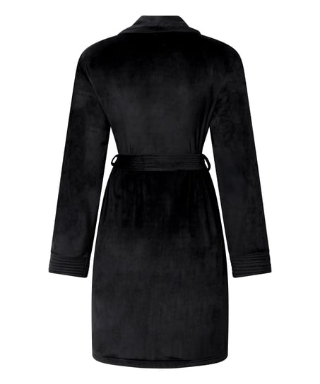 Kurzer Bademantel Velours, Schwarz