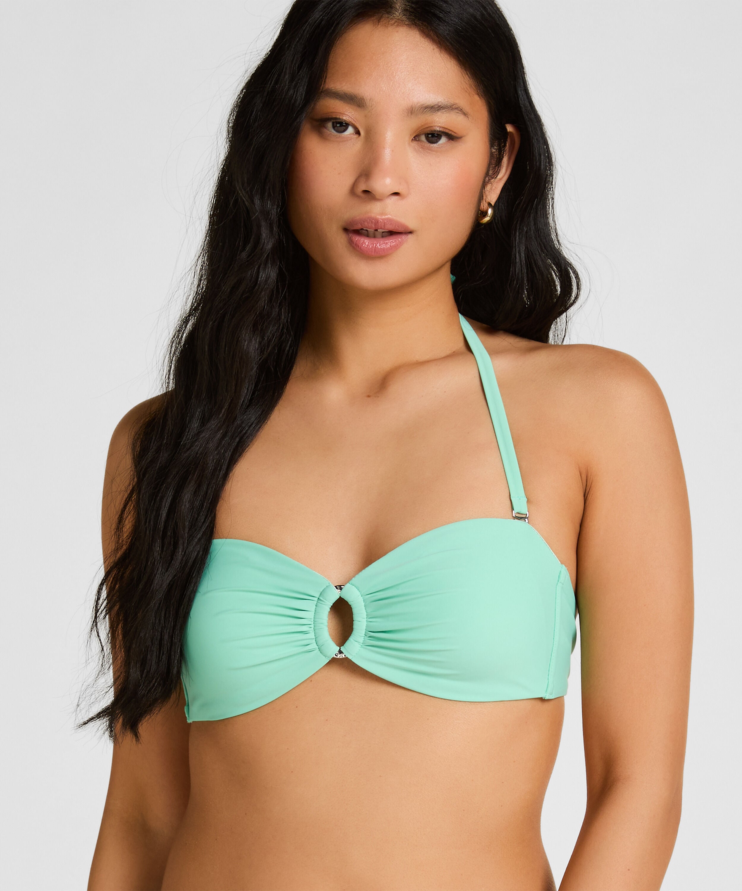 Haut de Bikini Bandeau Luxe avec Anneau, Vert Haut de Bikini Bandeau Luxe avec Anneau, Vert