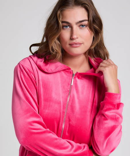 Hoodie Jacke Velours, Rose