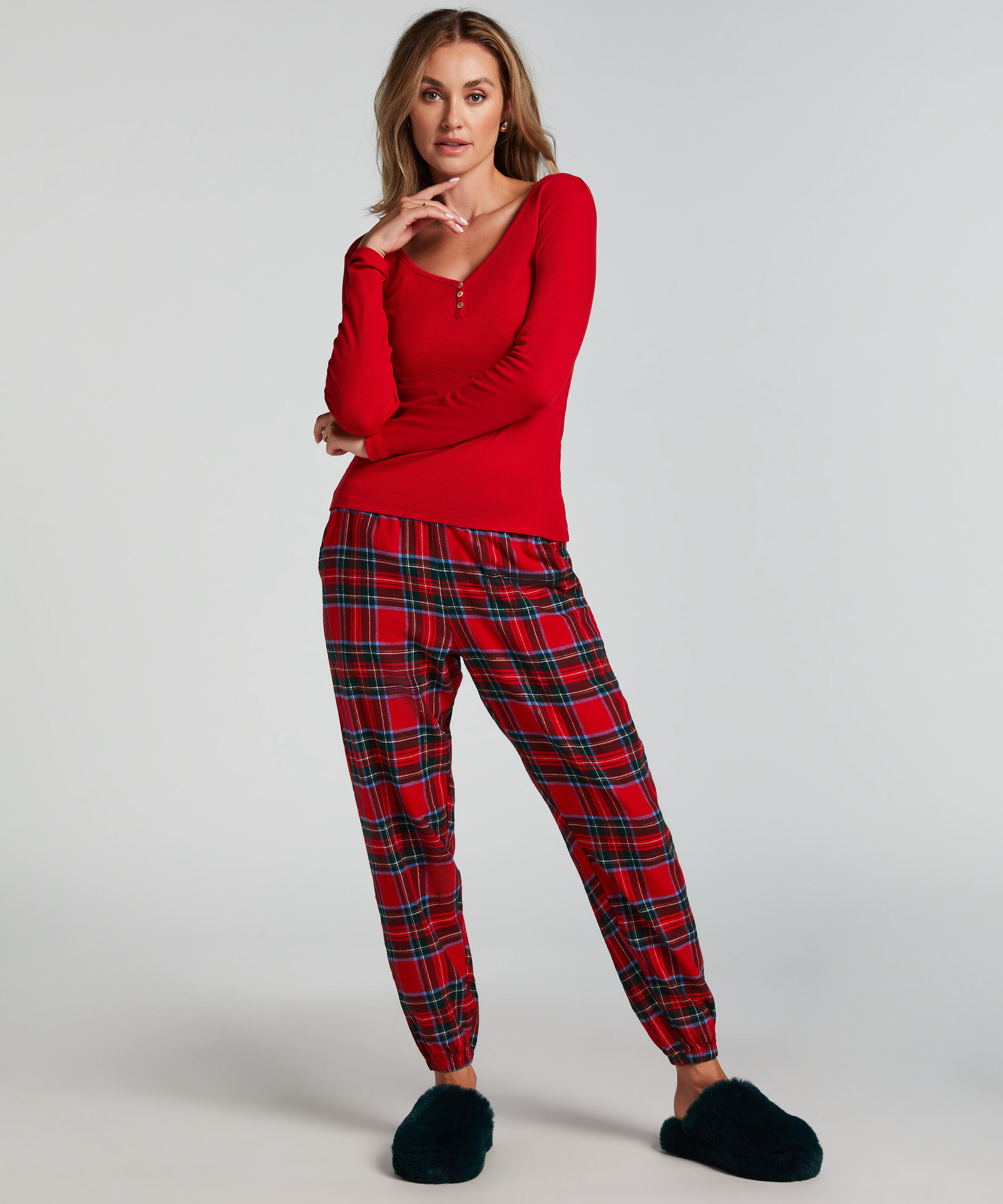 Pyjamahose aus Flanell, Rot