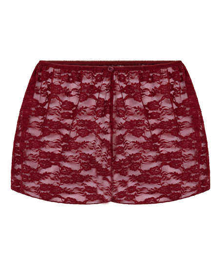 Shorts aus Allover-Spitze, Rot