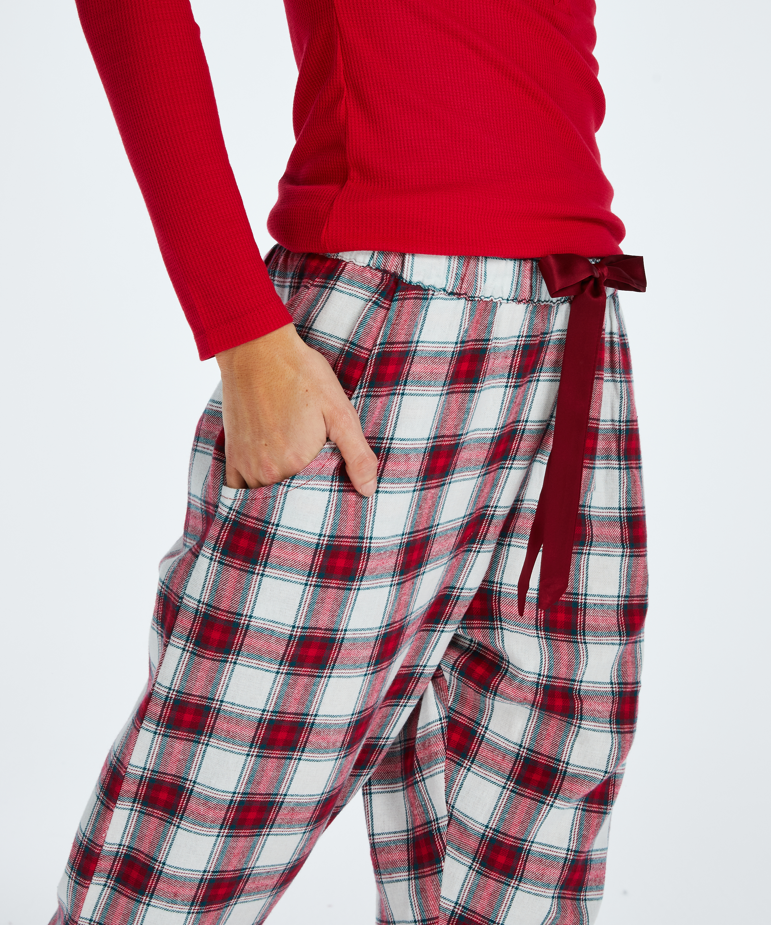 Petite Pyjamahose Twill Check, Rot, main
