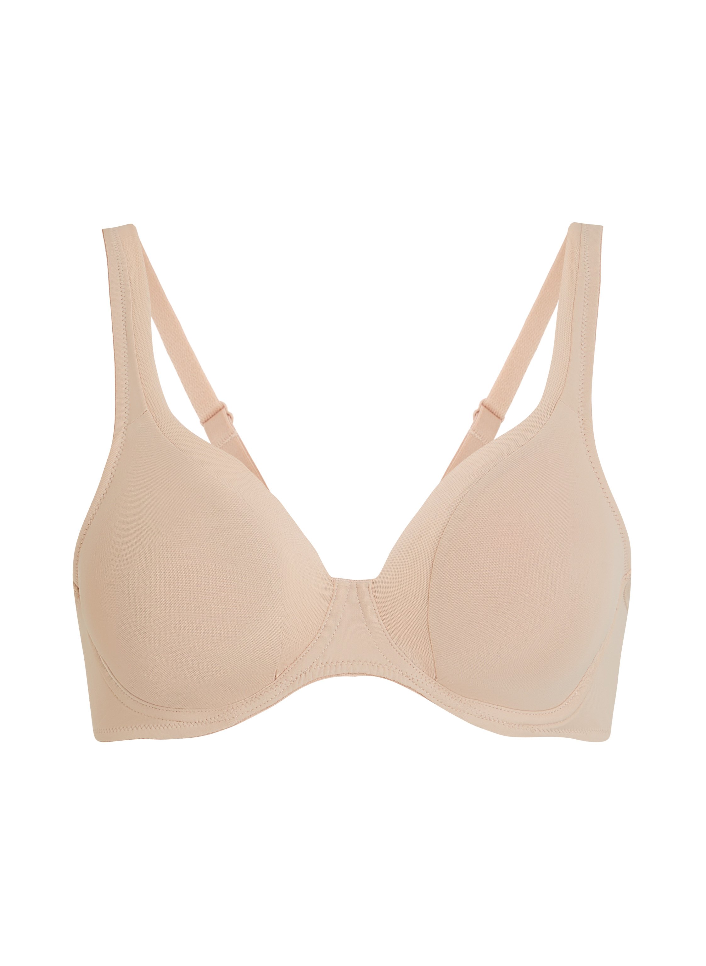Soutien-gorge à armatures non-préformé en maille, Beige, main