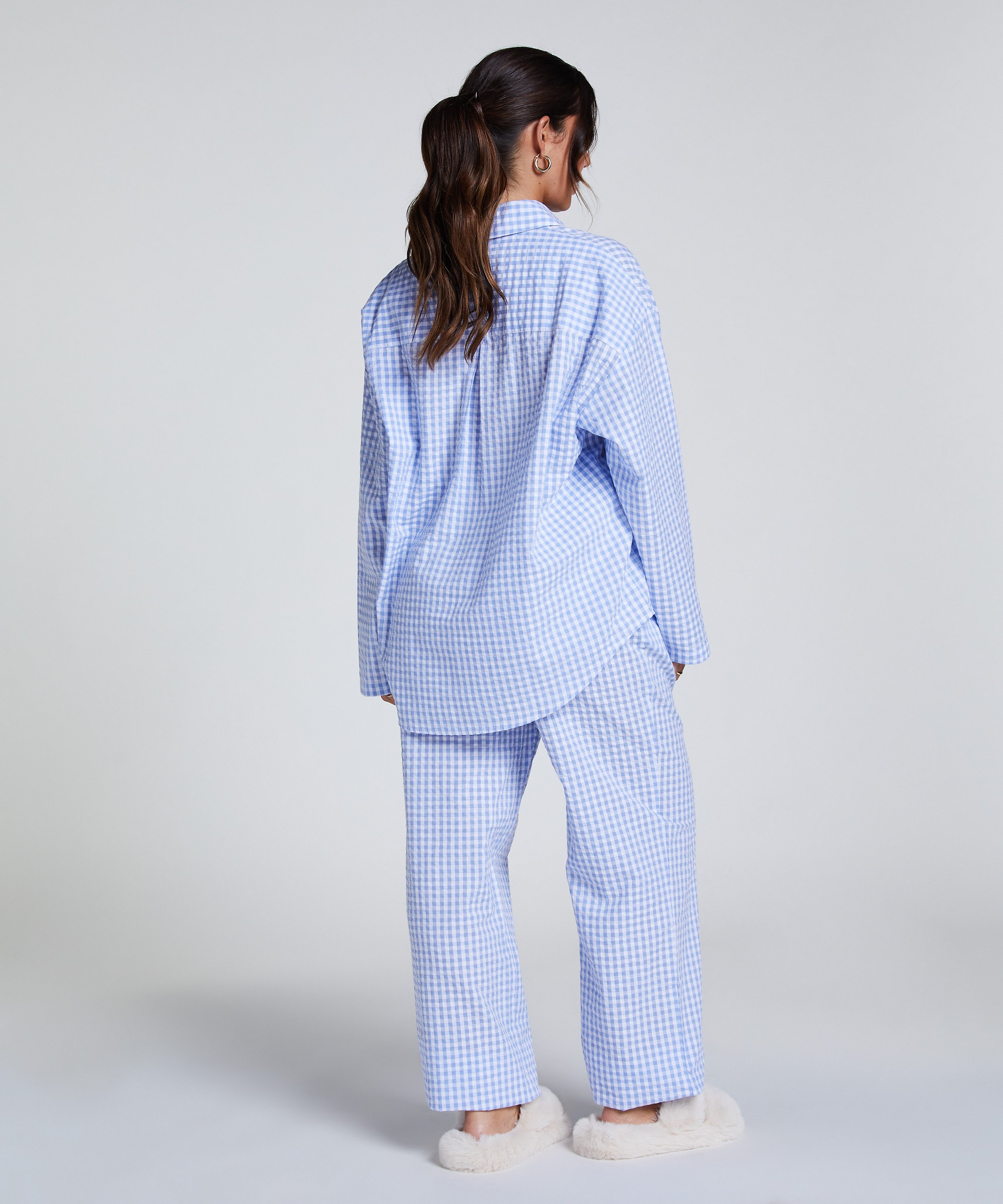 Pyjamahose Baumwolle, Blau, main