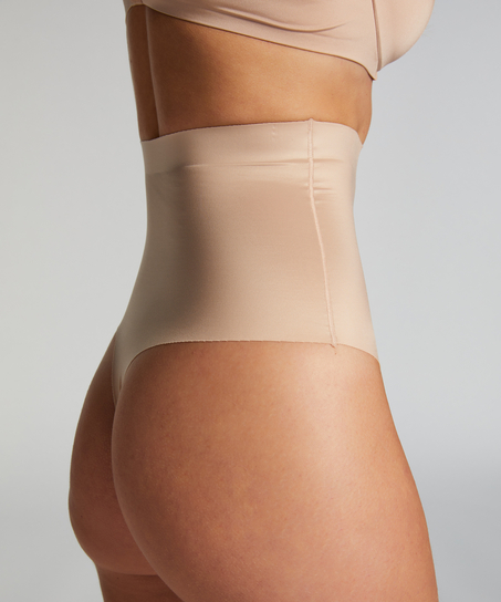 Formender Scuba-Tanga mit hoher Taille, Beige