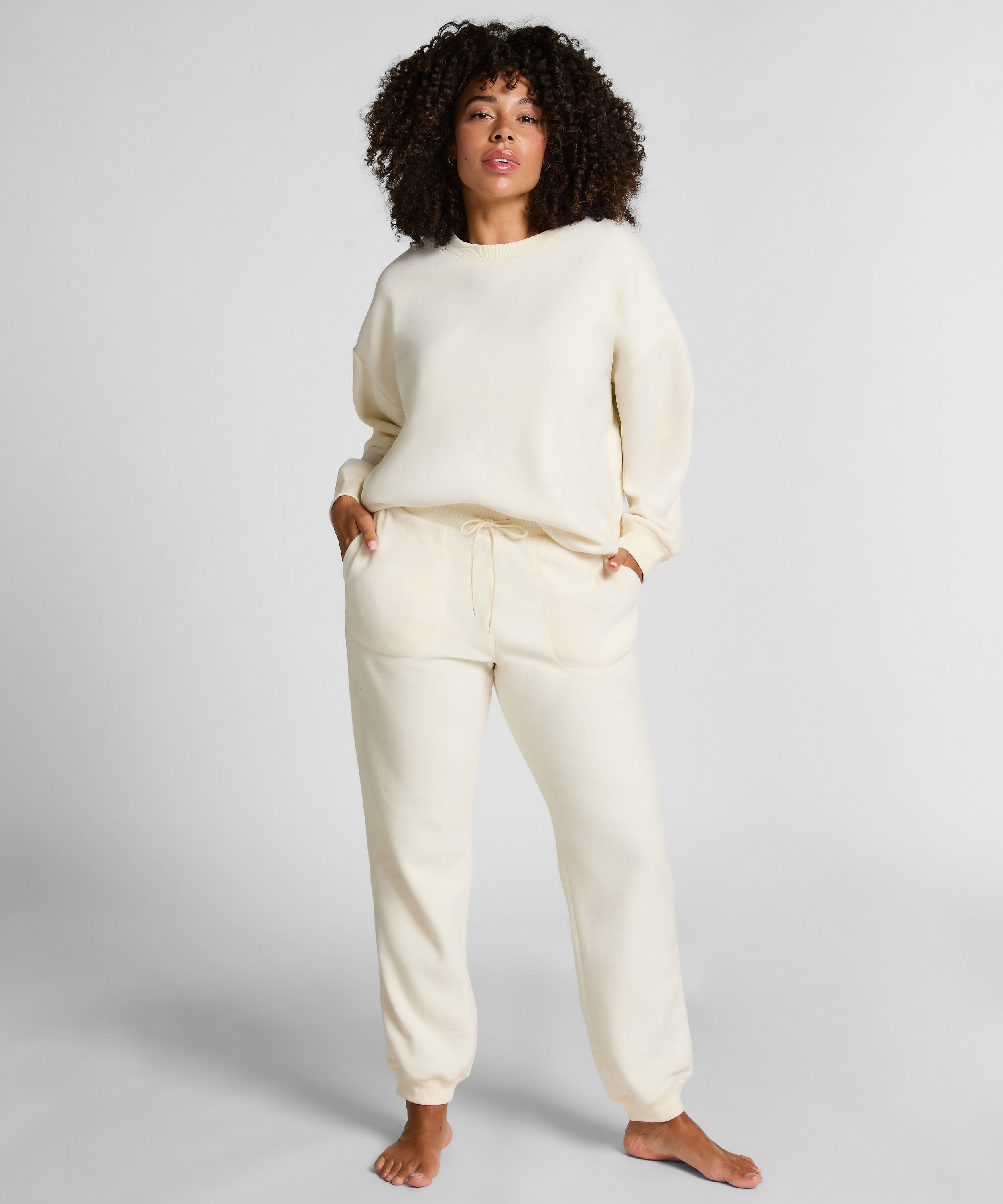 Sportlicher Jogger Fleece, Weiß Sportlicher Jogger Fleece, Weiß