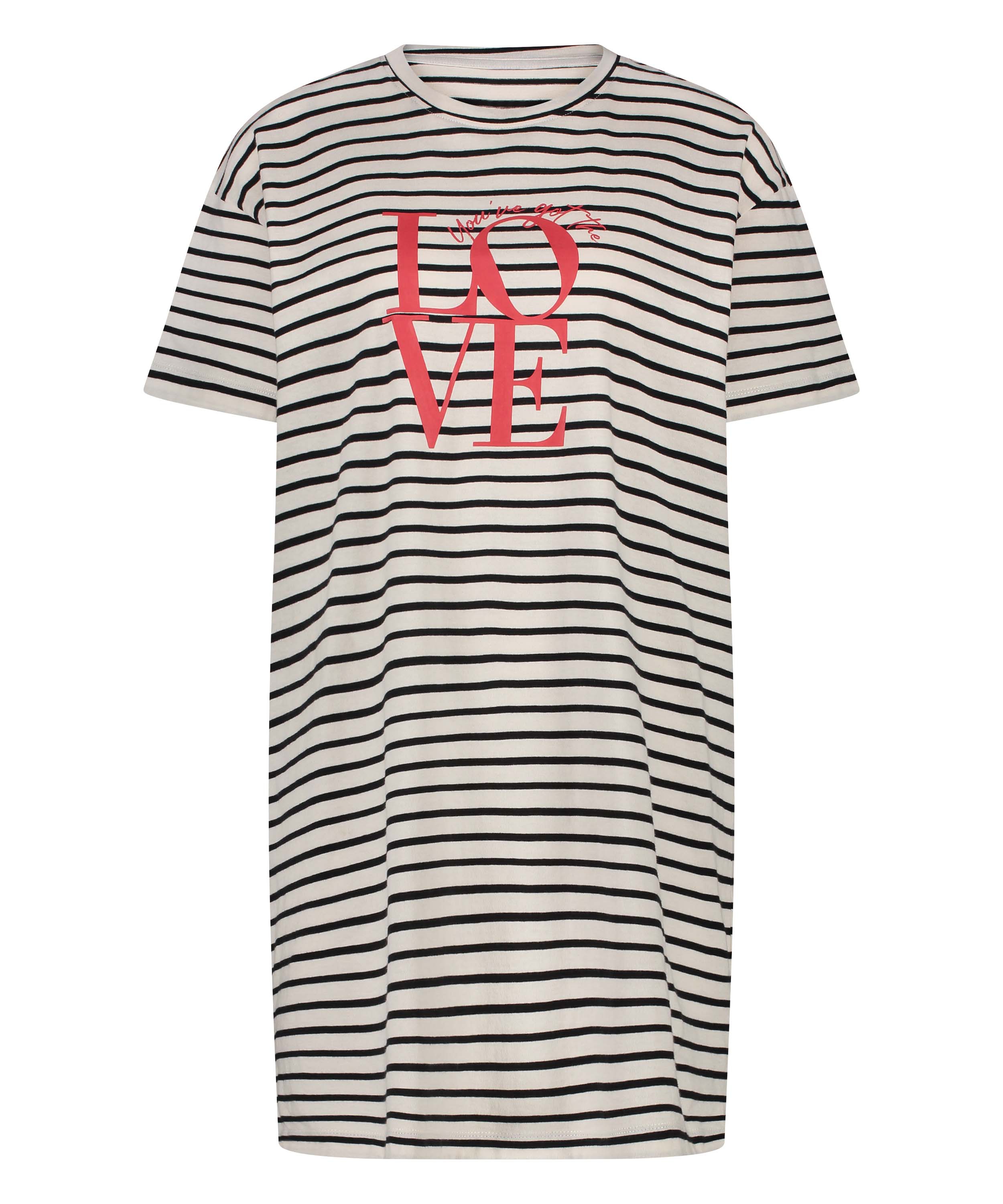 Chemise de nuit col rond, Noir, main