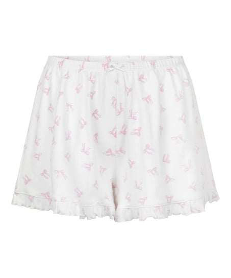 Pointelle-Shorts, Weiß
