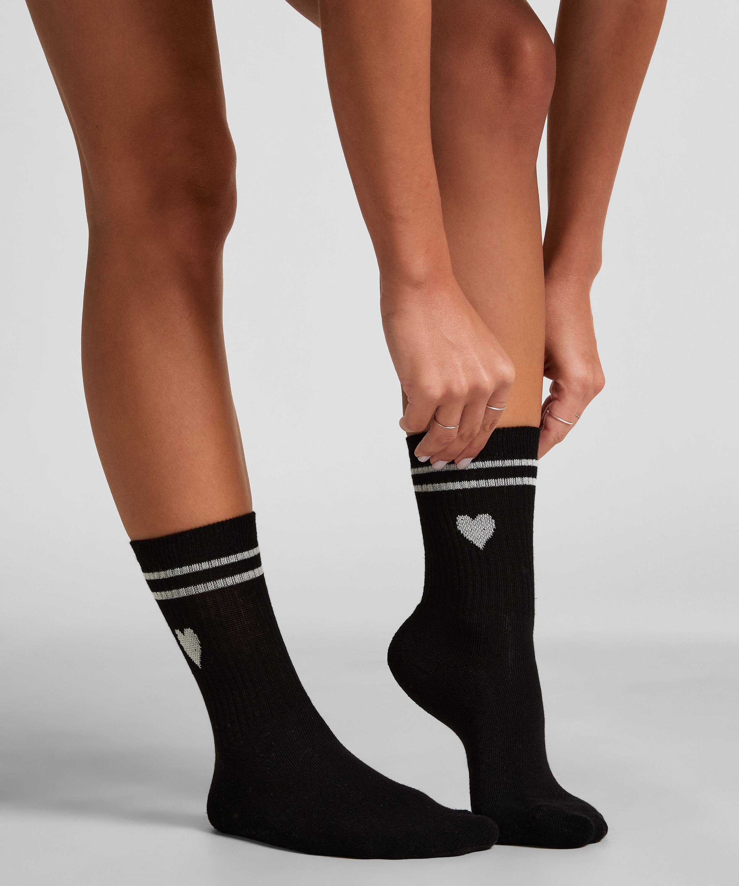 Chaussettes courtes en coton, Noir Chaussettes courtes en coton, Noir