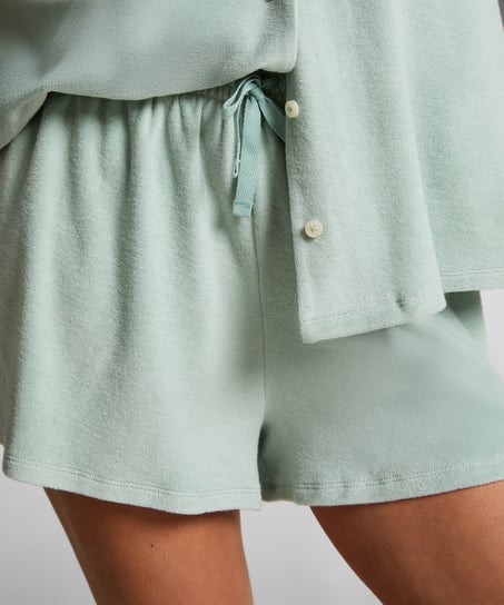 Shorts mit Handtuch-Textur, Grün
