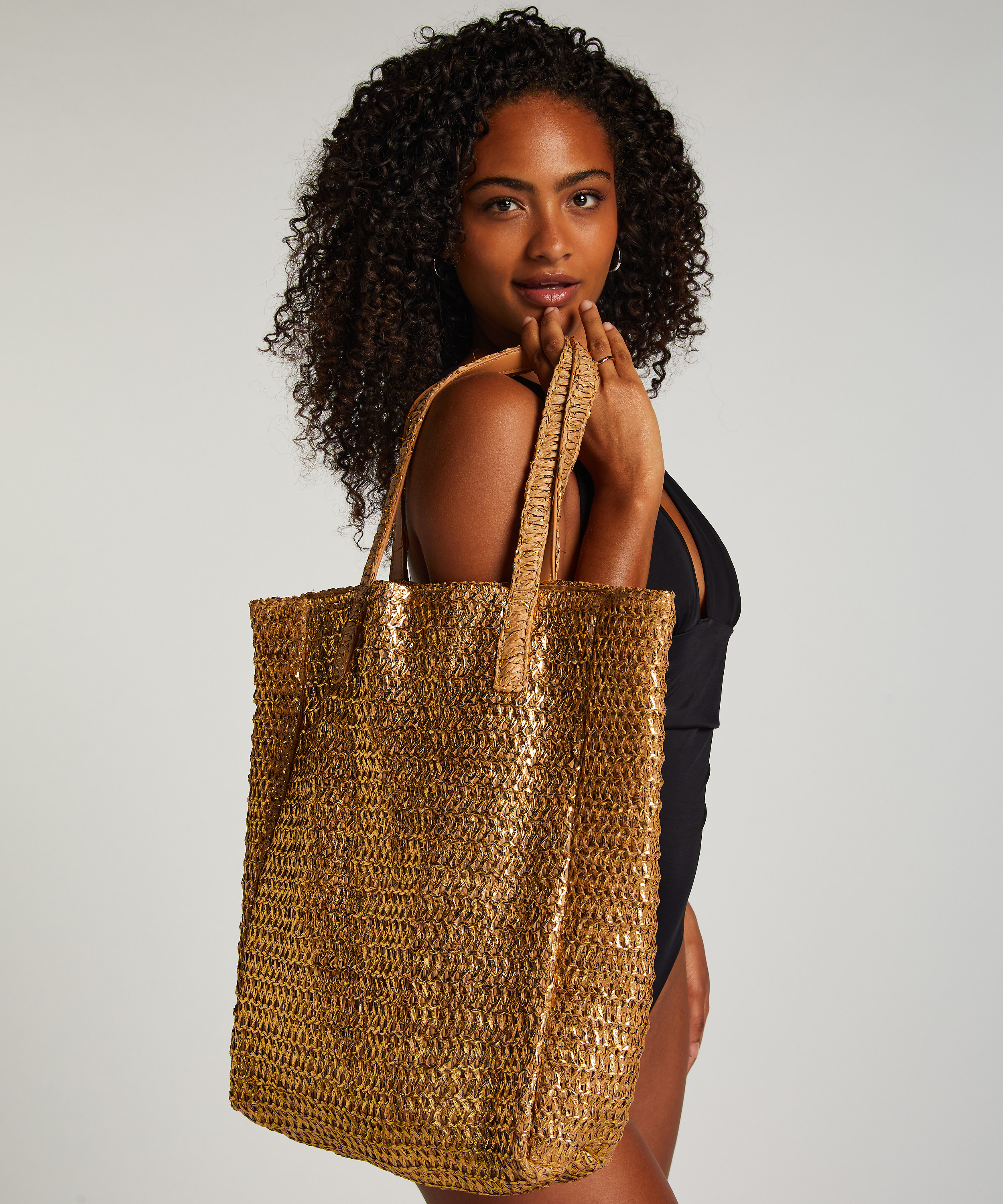 Sac de plage Goldie, Jaune, main