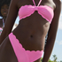 Haut de bikini bandeau Scallop, Rose