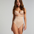 String taille haute avec gaine sculptante en dentelle scuba, Beige