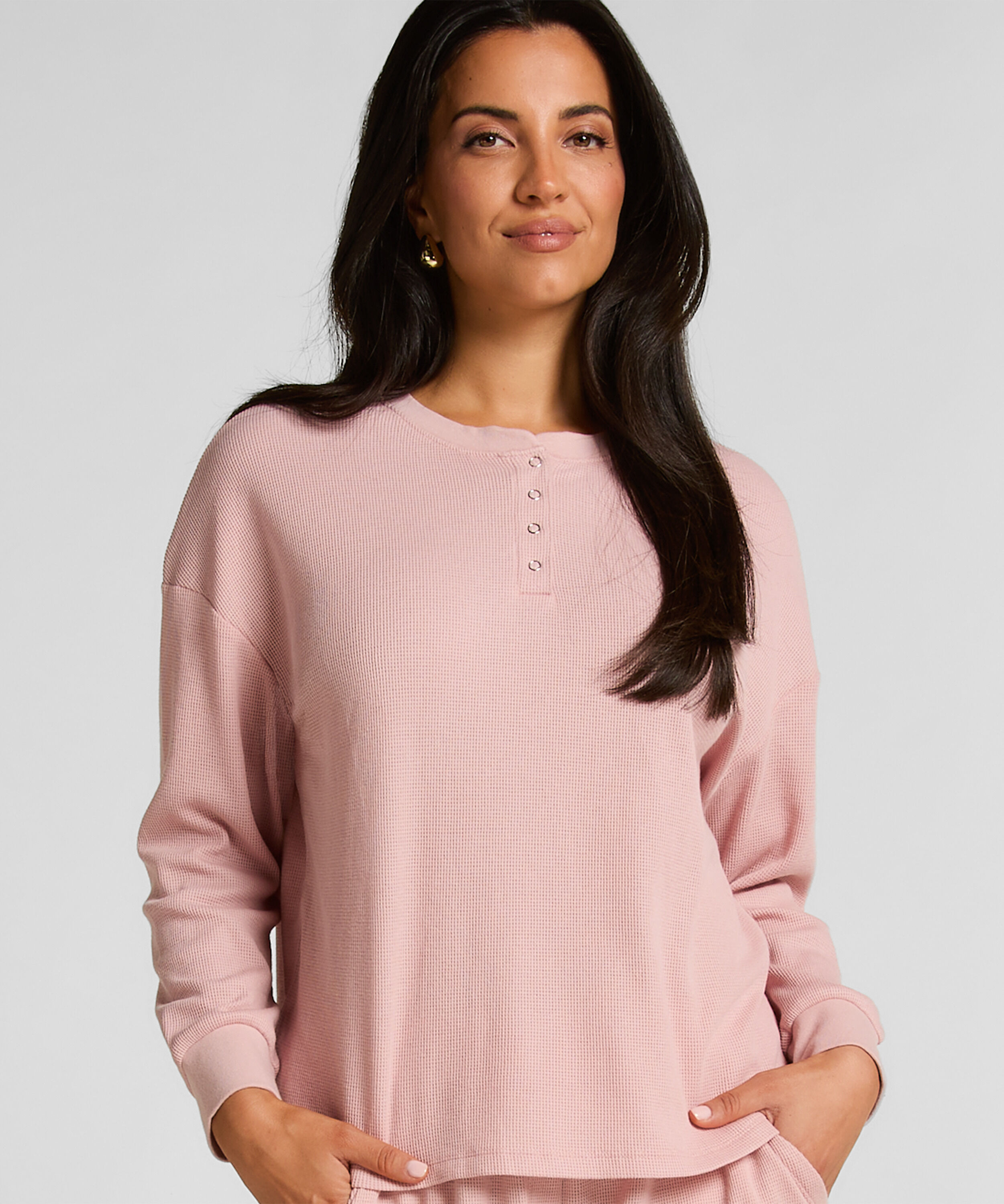 Haut gaufre Henley, Rose Haut gaufre Henley, Rose