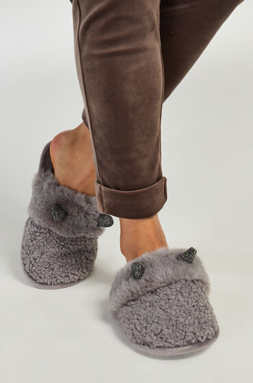 Hunkemöller Pantoufles Chat Gris