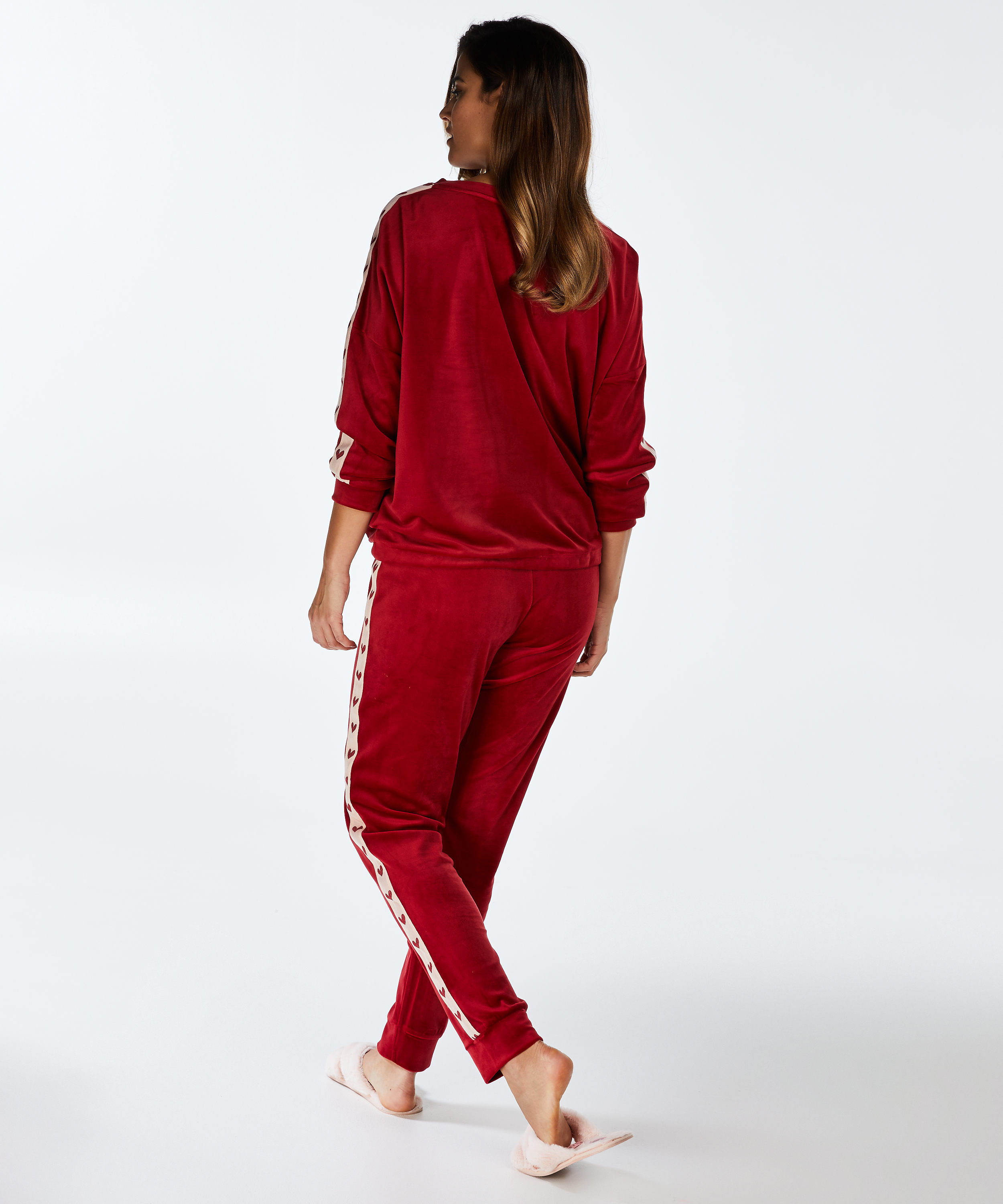 Top aus Velours mit Herzchen-Motiv, Rot, main