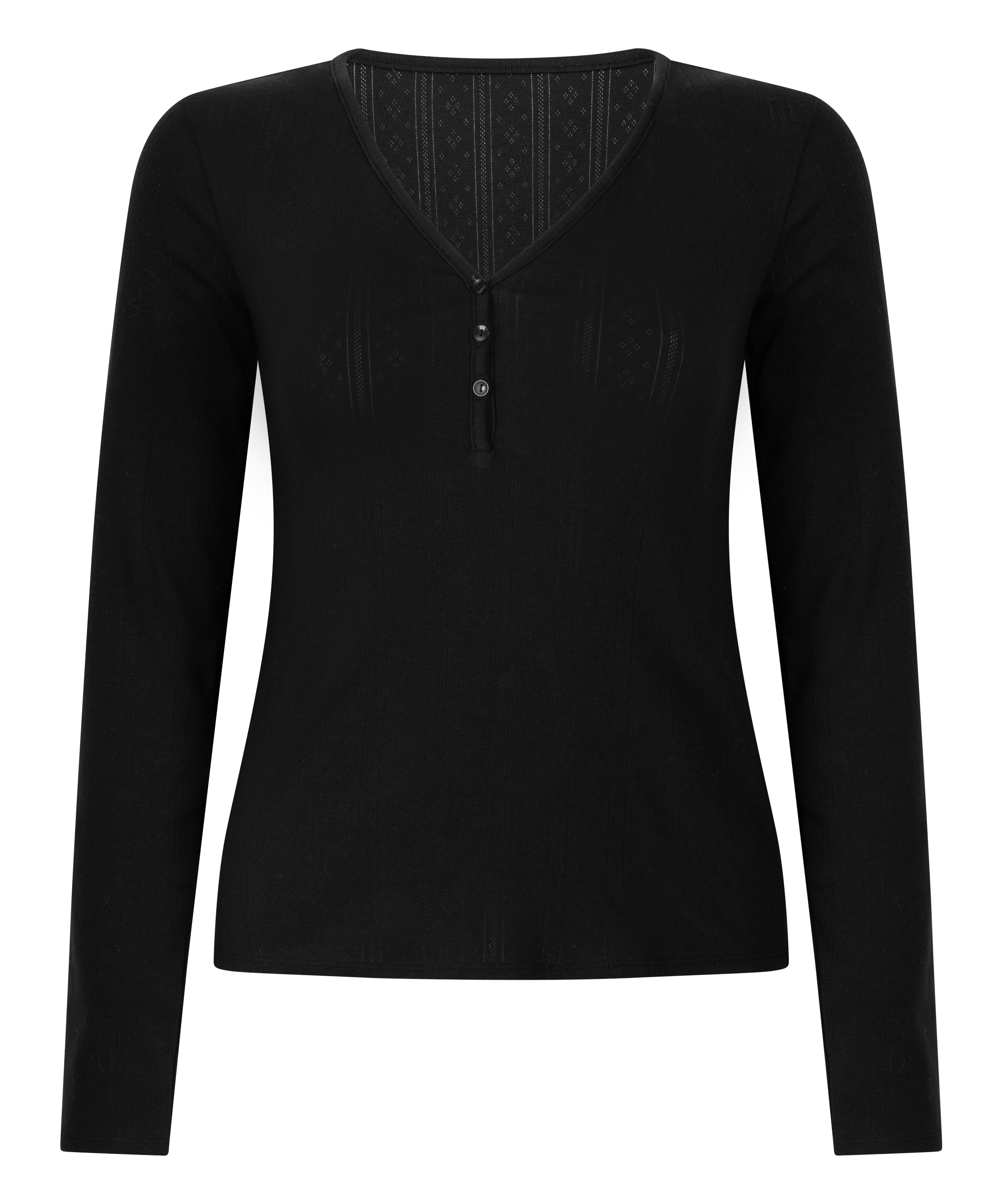 Pyjama-Oberteil Henley, Schwarz, main