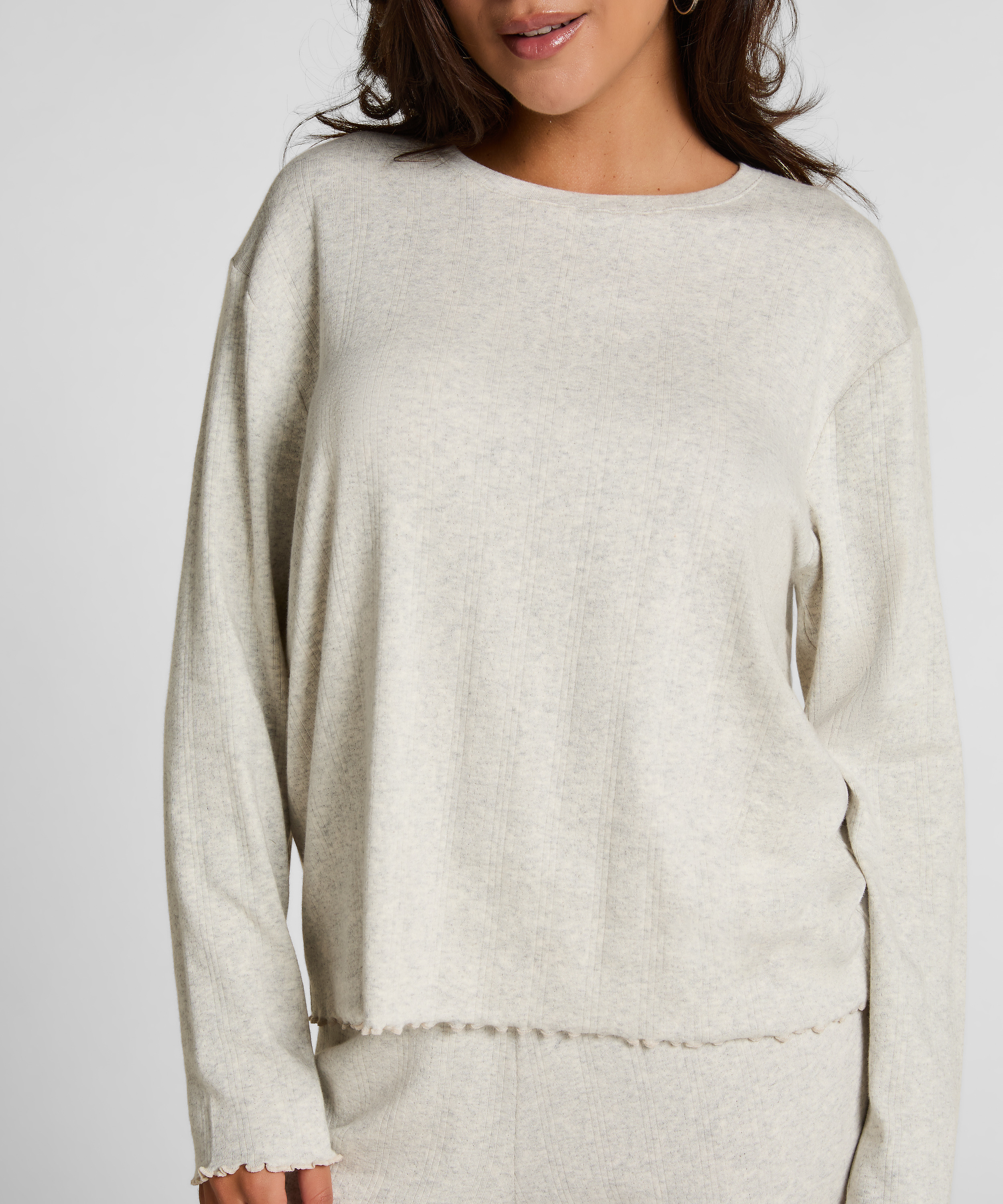 Pyjama Top Loose Pointelle, Grau, main
