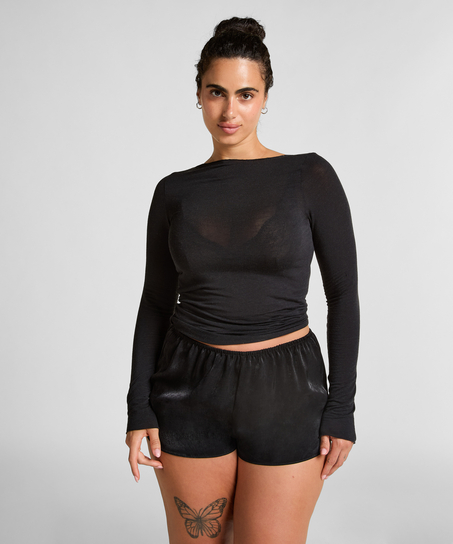 Satin-Shorts Minimal, Schwarz