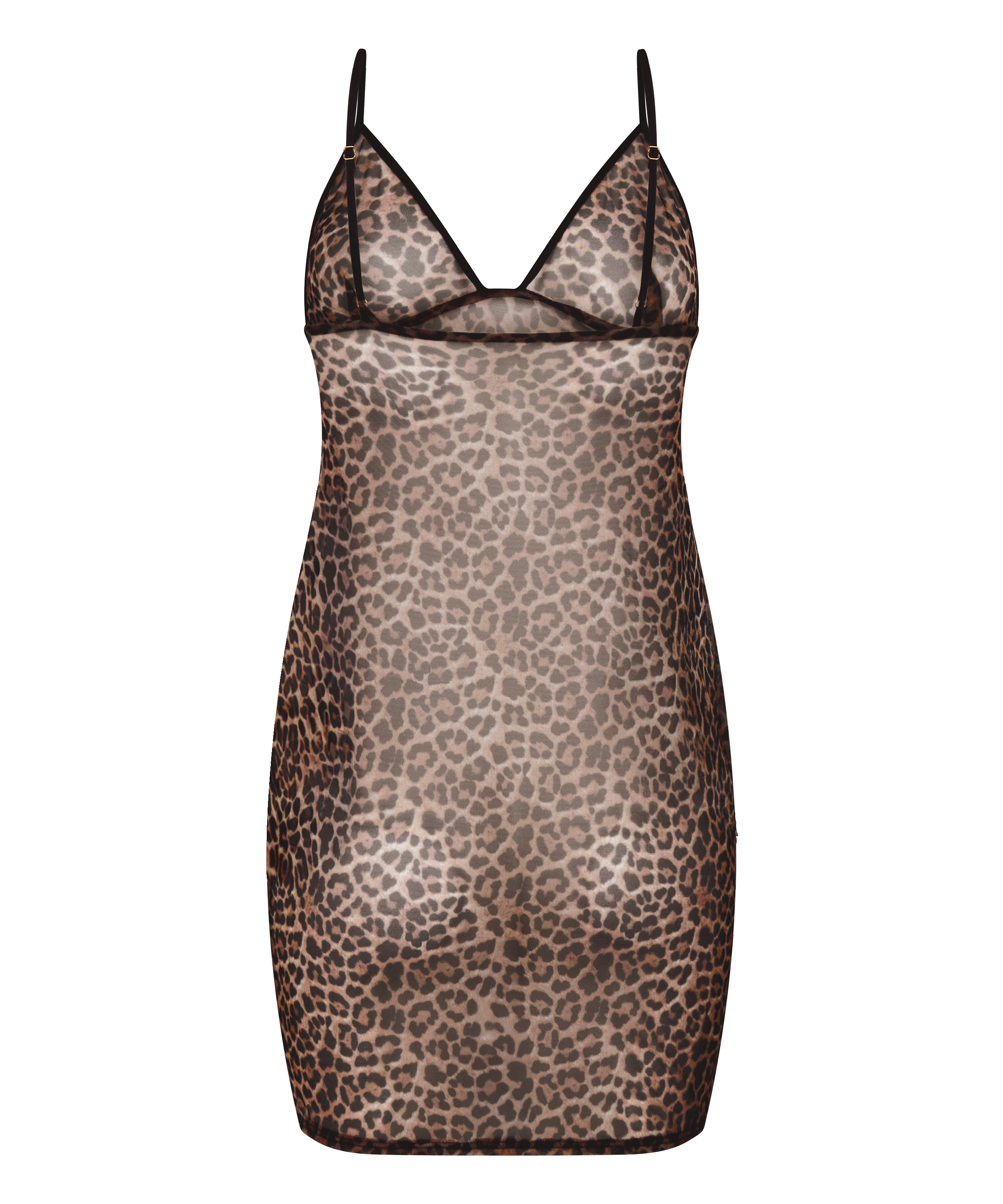 Leopard Mesh-Slipdress, Schwarz, main