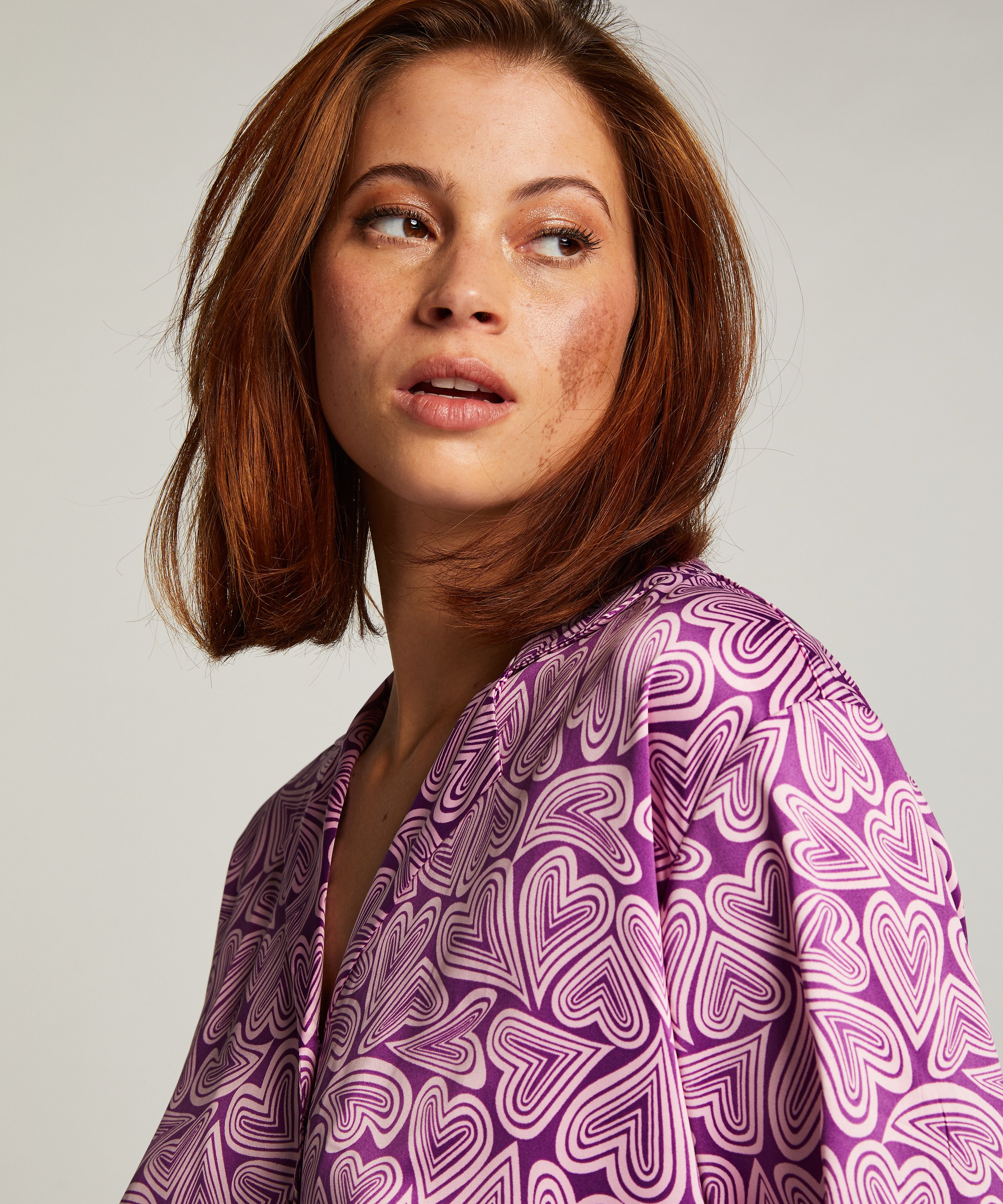 Langarmjacke Satin, Lila, main