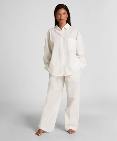 Top de pyjama Coton Seersucker, Blanc
