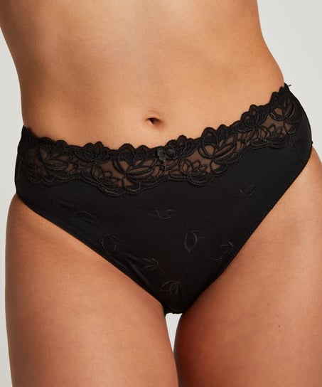 Hochgeschnittener Slip Diva, Schwarz