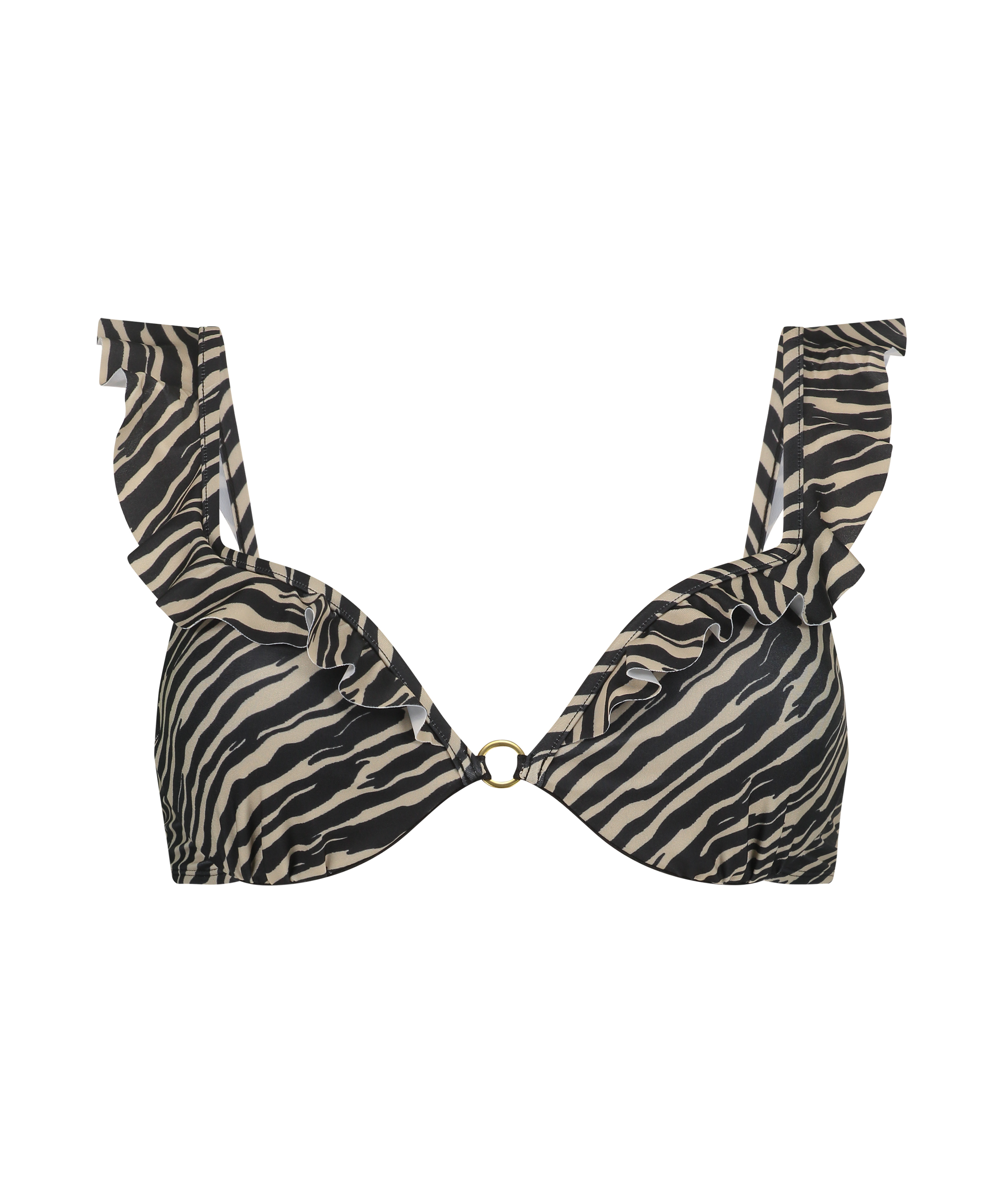 Haut de bikini pr&eacute;form&eacute; &agrave; armatures Zebra, Marron, main