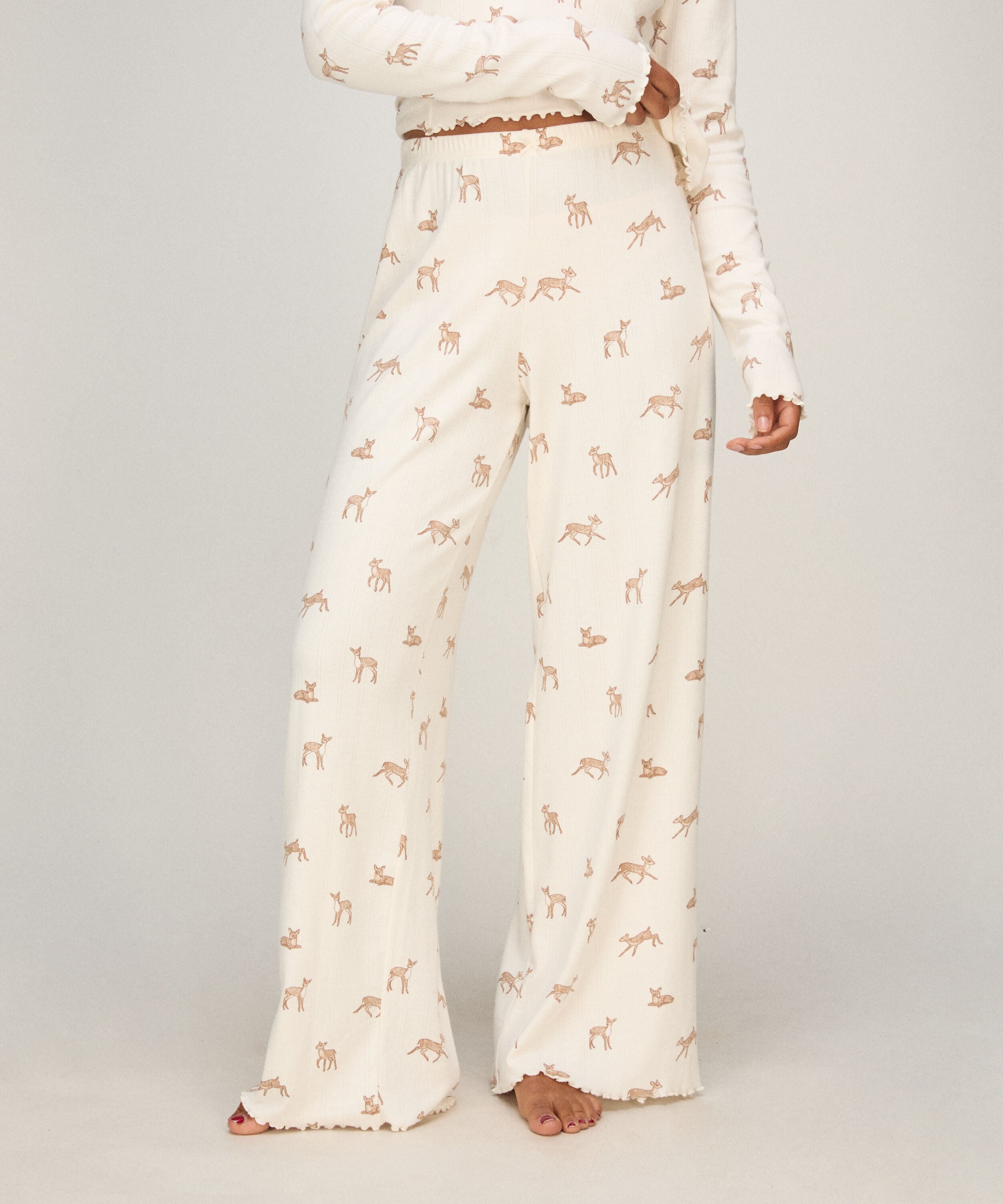 Pantalon de pyjama Loose Pointelle, Blanc Pantalon de pyjama Loose Pointelle, Blanc
